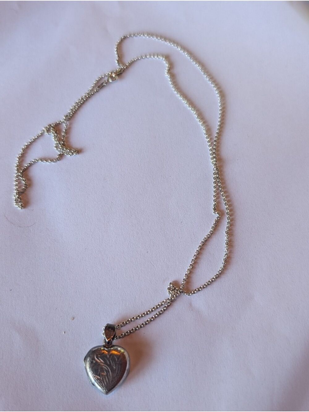 Vintage 925 Sterling Silver Heart Locket Necklace New Italian Chain 70cm 7g+